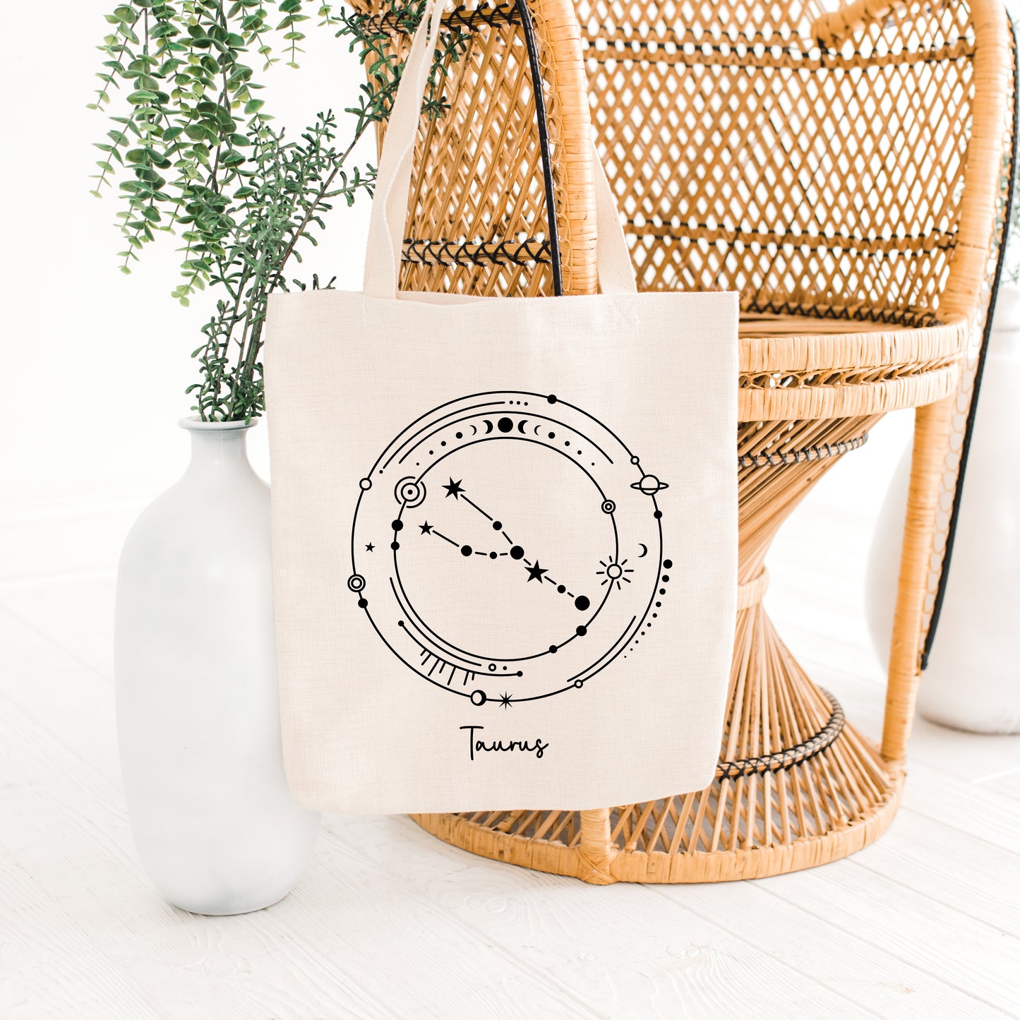 Taurus Horoscope Zodiac Celestial Sign Canvas Tote Bag