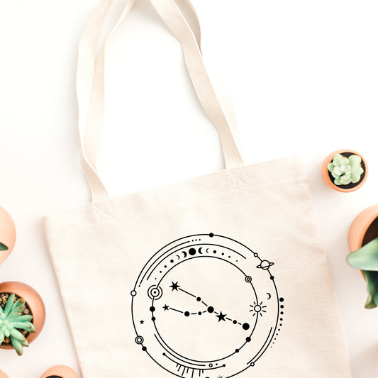 Aquarius Horoscope Zodiac Celestial Sign Canvas Tote Bag